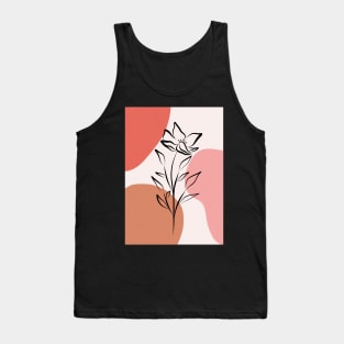 Abstract Botanical Dainty Line Flower Tank Top